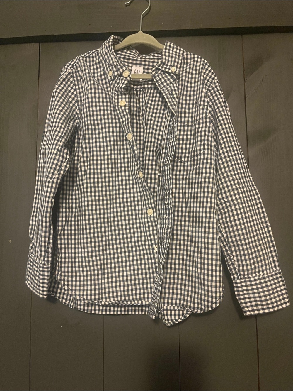 GAP Boys Navy & White Gingham Button-Down Shirt - Classic Plaid
